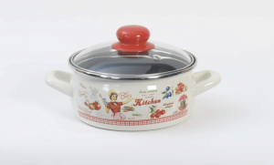 Метална  Тенджера с стъклен капак 14 см | 1,05 л, пролетна кухня