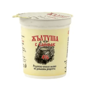 ЖЪЛТУША, Краве кисело мляко с каймак, 4% 400гр